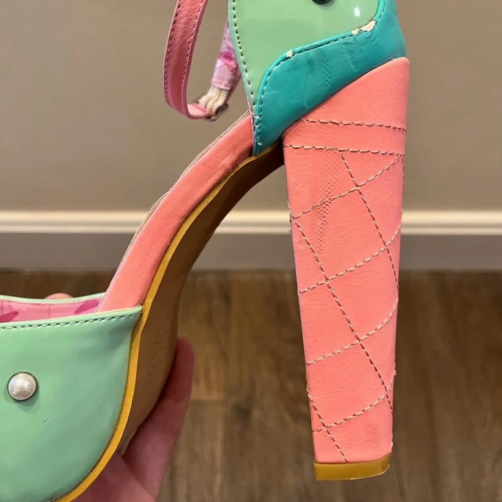 Iron Fist Mint and Pink Platform Heels - Picture 13 of 16
